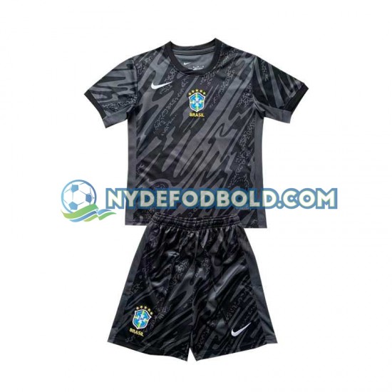 Udebane Trøje Brasilien Målmand Sort Copa America 2024 K/Æ Børn(+Shorts)