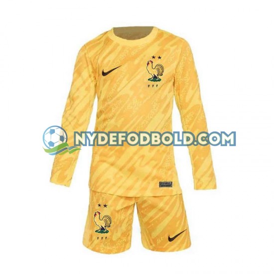 Hjemmebane Trøje Frankrig Målmand Gul Euro 2024 L/Æ Børn(+Shorts)