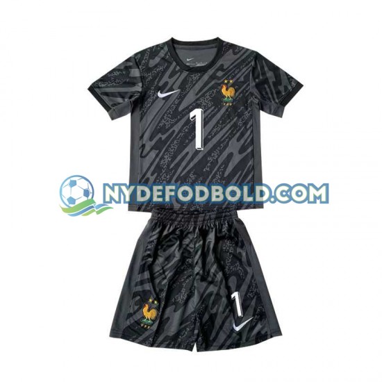 Udebane Trøje Frankrig Målmand Sort Hugo Lloris 1 Euro 2024 K/Æ Børn(+Shorts)