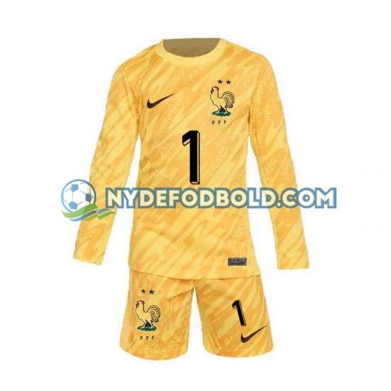 Hjemmebane Trøje Frankrig Målmand Gul Hugo Lloris 1 Euro 2024 L/Æ Børn(+Shorts)