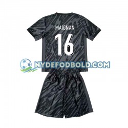 Udebane Trøje Frankrig Målmand Sort Mike Maignan 16 Euro 2024 K/Æ Børn(+Shorts)