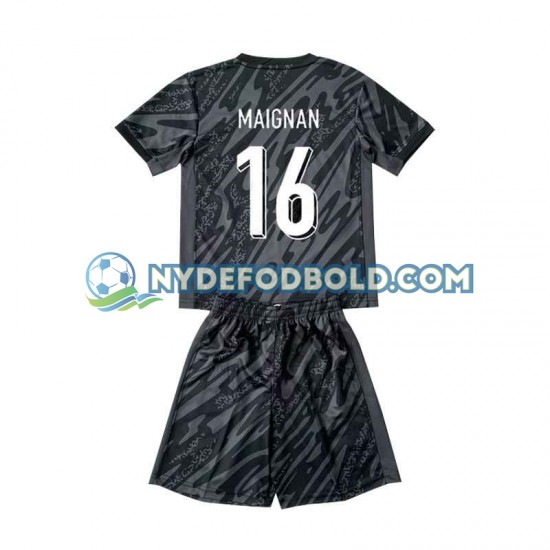 Udebane Trøje Frankrig Målmand Sort Mike Maignan 16 Euro 2024 K/Æ Børn(+Shorts)