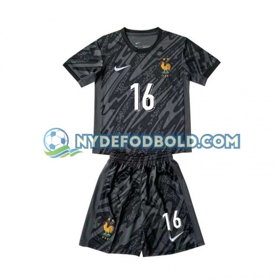 Udebane Trøje Frankrig Målmand Sort Mike Maignan 16 Euro 2024 K/Æ Børn(+Shorts)