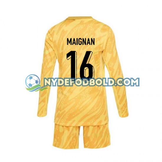 Hjemmebane Trøje Frankrig Målmand Gul Mike Maignan 16 Euro 2024 L/Æ Børn(+Shorts)