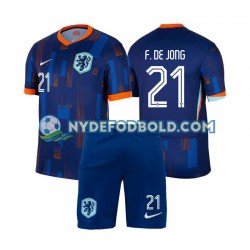 Udebane Trøje Holland Frenkie de Jong 21 Euro 2024 K/Æ Børn(+Shorts)