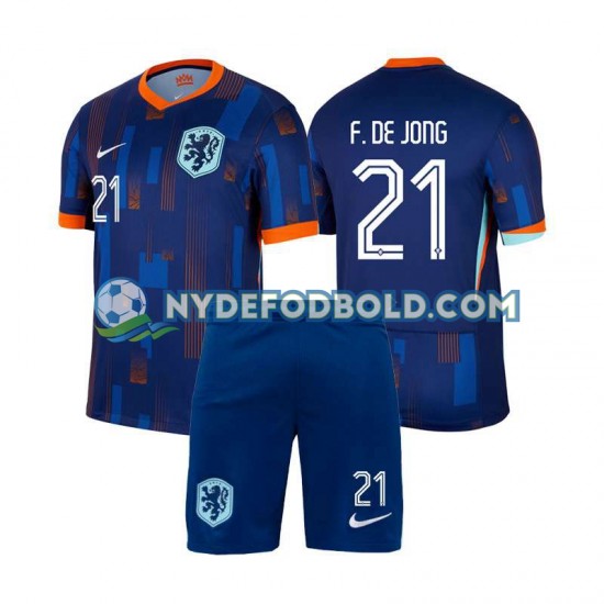 Udebane Trøje Holland Frenkie de Jong 21 Euro 2024 K/Æ Børn(+Shorts)