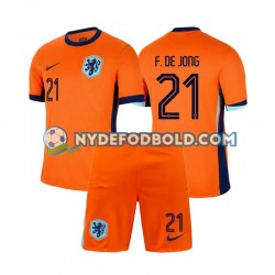 Hjemmebane Trøje Holland Frenkie de Jong 21 Euro 2024 K/Æ Børn(+Shorts)
