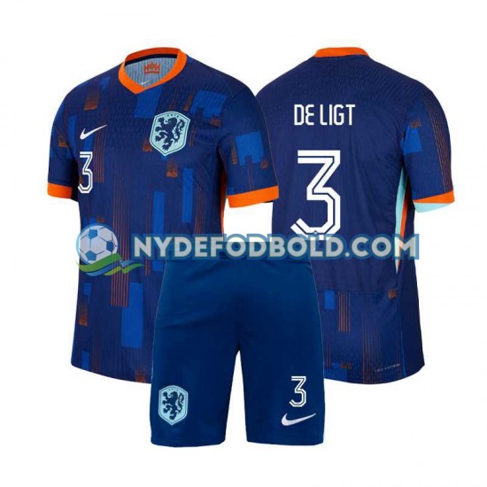 Udebane Trøje Holland Matthijs de Ligt 3 Euro 2024 K/Æ Børn(+Shorts)