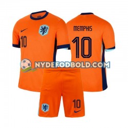 Hjemmebane Trøje Holland Memphis Depay 10 Euro 2024 K/Æ Børn(+Shorts)