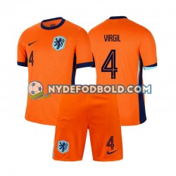 Hjemmebane Trøje Holland Virgil van Dijk 4 Euro 2024 K/Æ Børn(+Shorts)