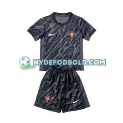 Udebane Trøje Portugal Målmand Sort Euro 2024 K/Æ Børn(+Shorts)