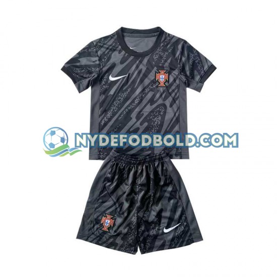 Udebane Trøje Portugal Målmand Sort Euro 2024 K/Æ Børn(+Shorts)