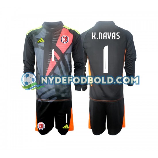 3. Valg Trøje Costa Rica Målmand Sort Keylor Navas 1 2024 L/Æ Børn(+Shorts)