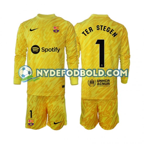 Udebane Trøje FC Barcelona Målmand Ter Stegen 1 2024-2025 L/Æ Børn(+Shorts)