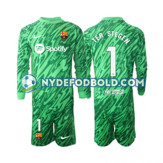 Hjemmebane Trøje FC Barcelona Målmand Grøn Ter Stegen 1 2024-2025 L/Æ Børn(+Shorts)