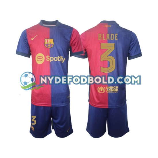 Hjemmebane Trøje FC Barcelona UCL Font Blade 3 2024-2025 K/Æ Børn(+Shorts)