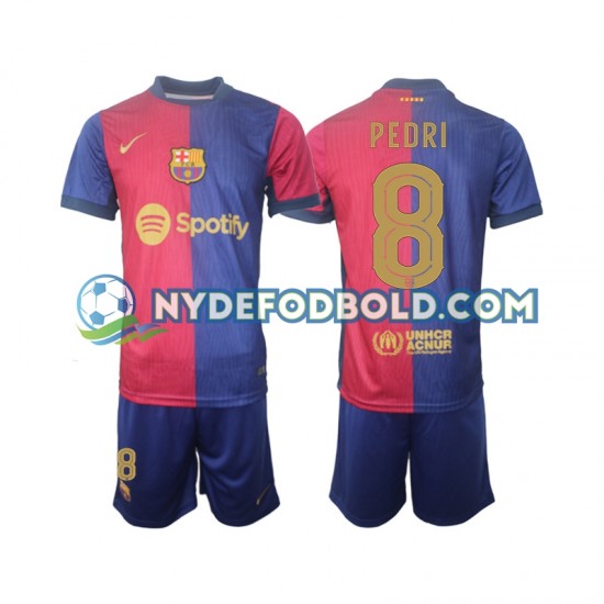 Hjemmebane Trøje FC Barcelona UCL Font PEDRI 8 2024-2025 K/Æ Børn(+Shorts)