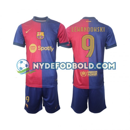 Hjemmebane Trøje FC Barcelona UCL Font Robert Lewandowski 9 2024-2025 K/Æ Børn(+Shorts)