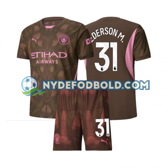 Hjemmebane Trøje Manchester City Målmand Ederson Moraes 31 2024-2025 K/Æ Børn(+Shorts)