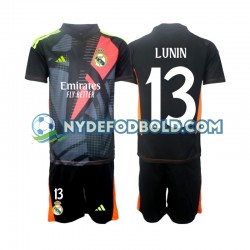 Udebane Trøje Real Madrid Målmand Sort Andriy Lunin 13 2024-2025 K/Æ Børn(+Shorts)