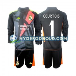Udebane Trøje Real Madrid Målmand Sort Thibaut Courtois 1 2024-2025 L/Æ Børn(+Shorts)