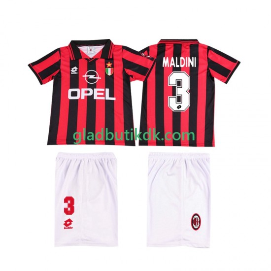 Hjemmebane Trøje AC Milan MALDINI 3 Retro 1996 1997 K/Æ Børn(+Shorts)
