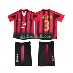 Hjemmebane Trøje AC Milan MALDINI 3 Retro 2004 2005 K/Æ Børn(+Shorts)