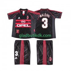 3. Valg Trøje AC Milan MALDINI 3 Retro 1998 1999 K/Æ Børn(+Shorts)