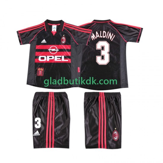 3. Valg Trøje AC Milan MALDINI 3 Retro 1998 1999 K/Æ Børn(+Shorts)