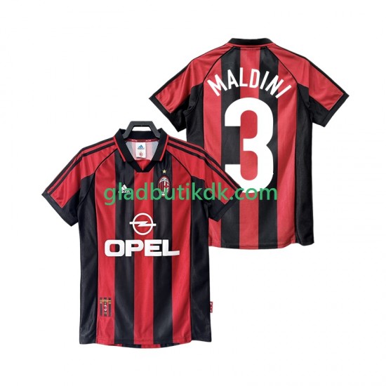 Hjemmebane Trøje AC Milan MALDINI 3 Retro 1998 1999 K/Æ Mænd