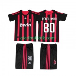 Hjemmebane Trøje AC Milan RONALDINHO 80 Retro 2008 2009 K/Æ Børn(+Shorts)