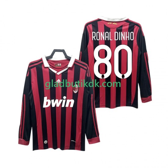 Hjemmebane Trøje AC Milan RONALDINHO 80 Retro 2009 2010 L/Æ Mænd