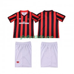 Hjemmebane Trøje AC Milan Retro 1990 1991 K/Æ Børn(+Shorts)