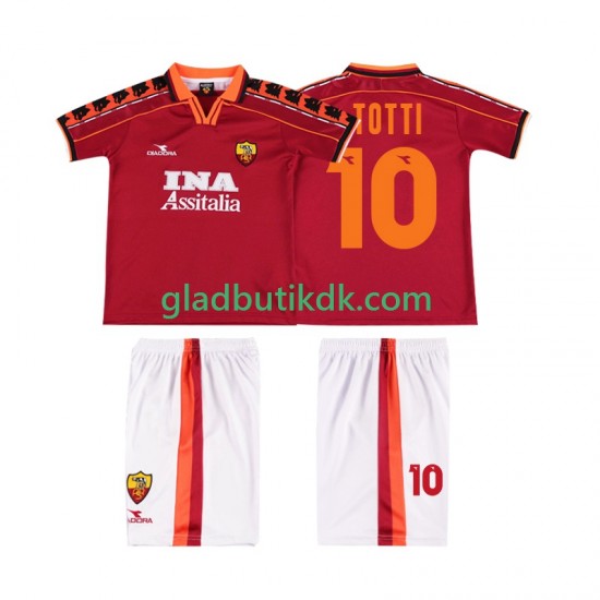 Hjemmebane Trøje AS Roma TOTTI 10 Retro 1998 1999 K/Æ Børn(+Shorts)