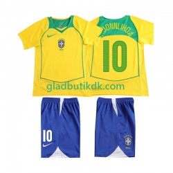 Hjemmebane Trøje Brasilien RONALOINHO 10 Retro 2004 K/Æ Børn(+Shorts)