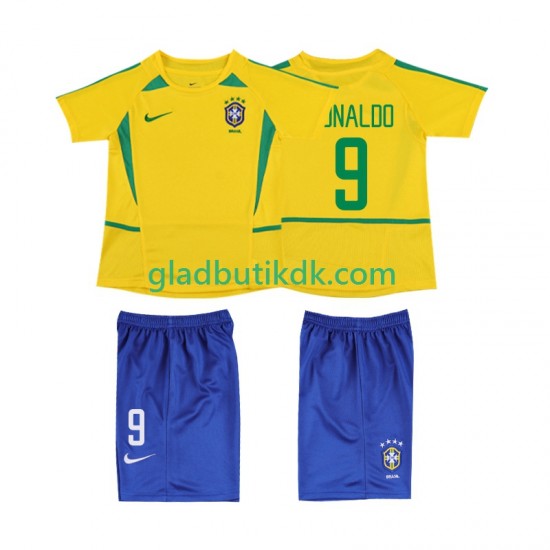 Hjemmebane Trøje Brasilien Ronaldo 9 Retro 2002 K/Æ Børn(+Shorts)