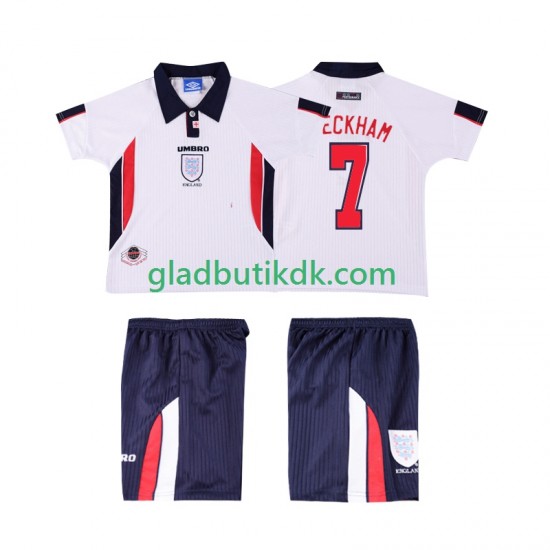 Hjemmebane Trøje England Beckham 7 Retro 1998 K/Æ Børn(+Shorts)