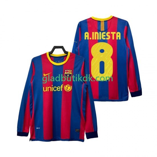 Hjemmebane Trøje FC Barcelona A INIESTA 8 Retro 2010 2011 L/Æ Mænd