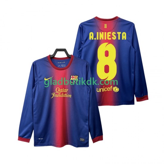 Hjemmebane Trøje FC Barcelona A INIESTA 8 Retro 2012 2013 L/Æ Mænd