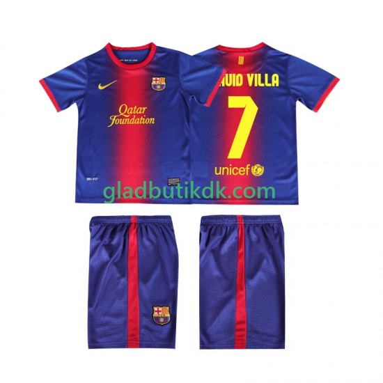 Hjemmebane Trøje FC Barcelona DAUID VILLA 7 Retro 2012 2013 K/Æ Børn(+Shorts)