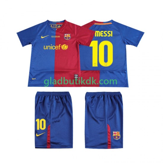 Hjemmebane Trøje FC Barcelona Lionel Messi 10 Retro Champions League 2008 2009 K/Æ Børn(+Shorts)