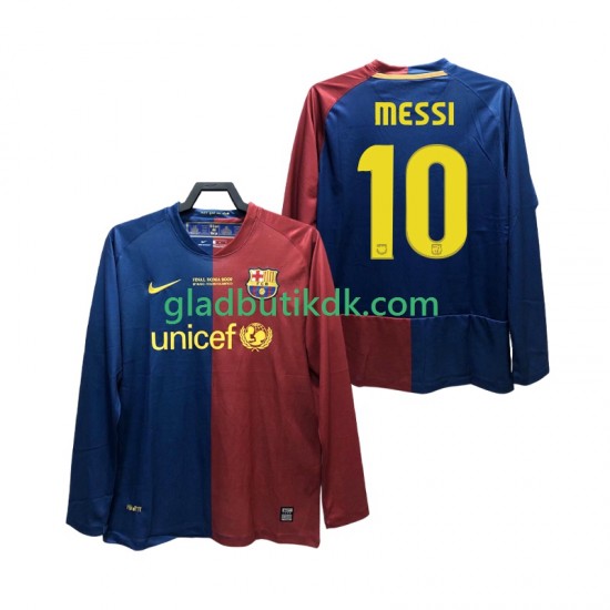 Hjemmebane Trøje FC Barcelona Lionel Messi 10 Retro Champions League 2008 2009 L/Æ Mænd