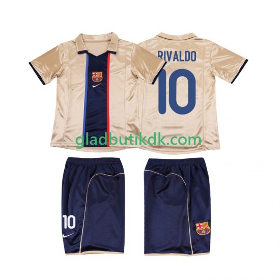 Udebane Trøje FC Barcelona RIVALDO 10 Retro 2001 2002 K/Æ Børn(+Shorts)