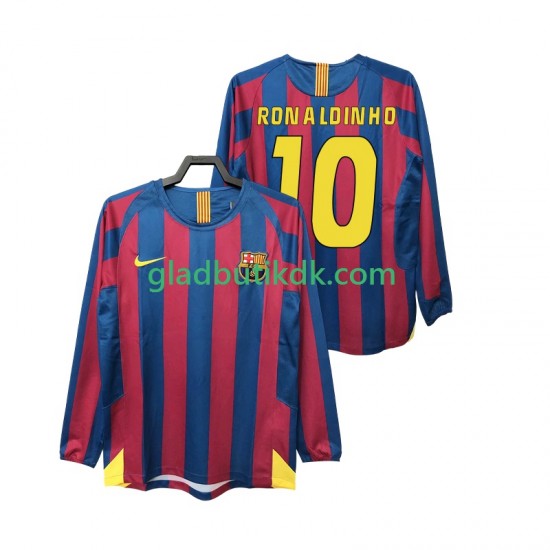 Hjemmebane Trøje FC Barcelona RONALDINHO 10 Retro 2005 2006 L/Æ Mænd