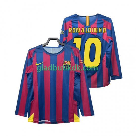 Hjemmebane Trøje FC Barcelona RONALDINHO 10 Retro Champions League 2005 2006 L/Æ Mænd