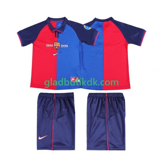 Hjemmebane Trøje FC Barcelona Retro 1999 2000 K/Æ Børn(+Shorts)