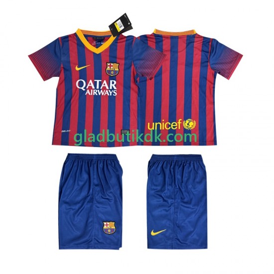 Hjemmebane Trøje FC Barcelona Retro 2013 2014 K/Æ Børn(+Shorts)