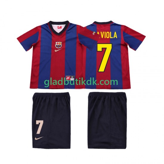 Hjemmebane Trøje FC Barcelona SAVIOLA 7 Retro 1998 1999 K/Æ Børn(+Shorts)