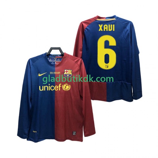 Hjemmebane Trøje FC Barcelona XAVI 6 Retro Champions League 2008 2009 L/Æ Mænd