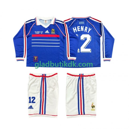 Hjemmebane Trøje Frankrig Henry 12 Retro 1998 L/Æ Børn(+Shorts)
